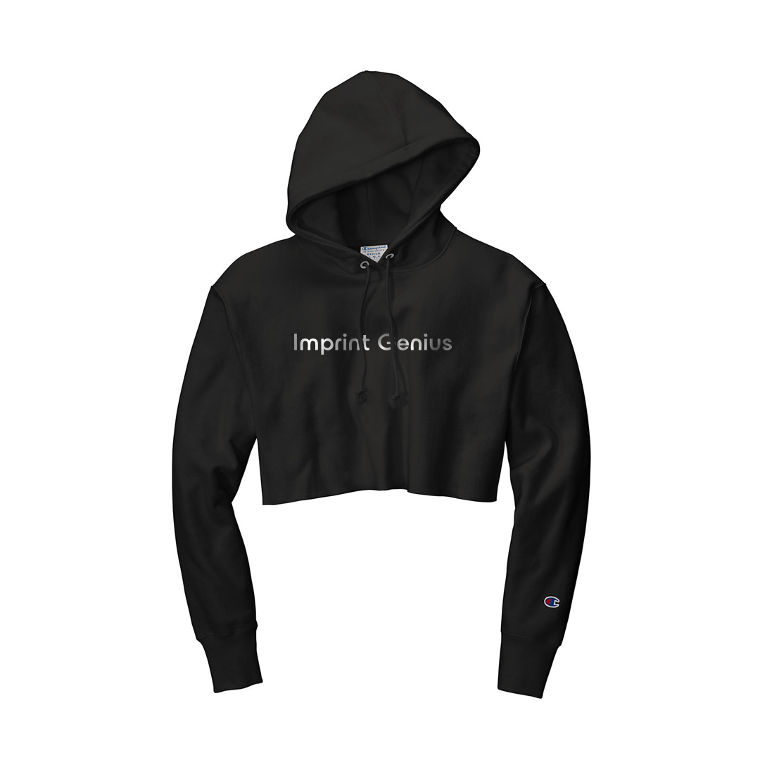 Champion Women s Reverse Weave Cropped Cut Off Hooded Sweatshirt Imprint Genius Swag Store